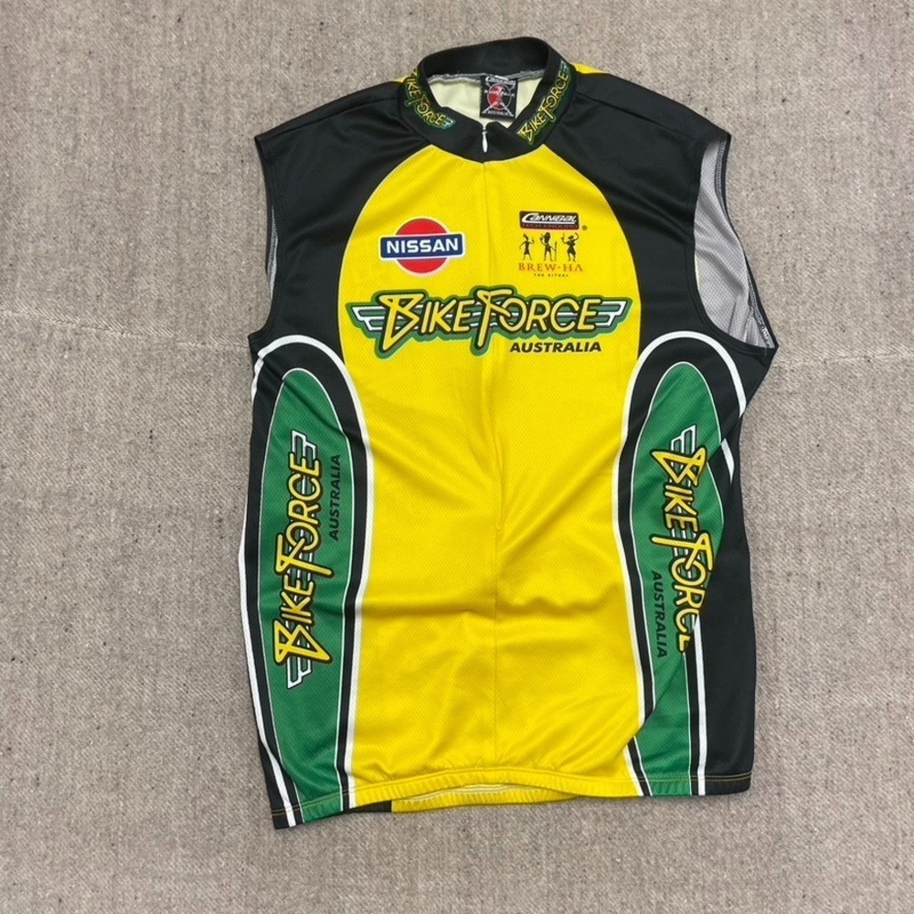 Vintage Australia Bike Force Cycling Jersey Men Medium Yellow 2000s Cannibal